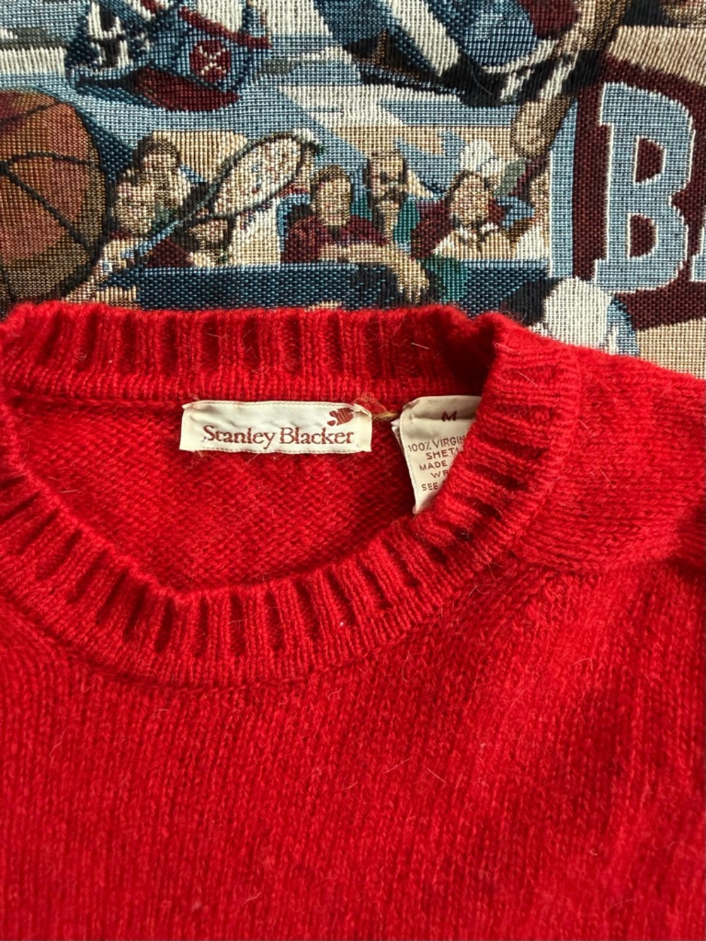 Vintage 70s Women’s Stanley Blacker Red 100% Wool Sweater - Picture 2 of 4